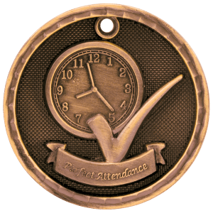 3D Academic Medal - Perfect Attendance