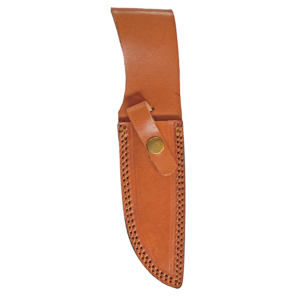 Bison River Fixed Damascus Blade Knife with Leather Sheath