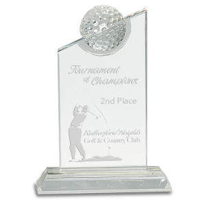 Inset Crystal Golf Ball on Clear Base