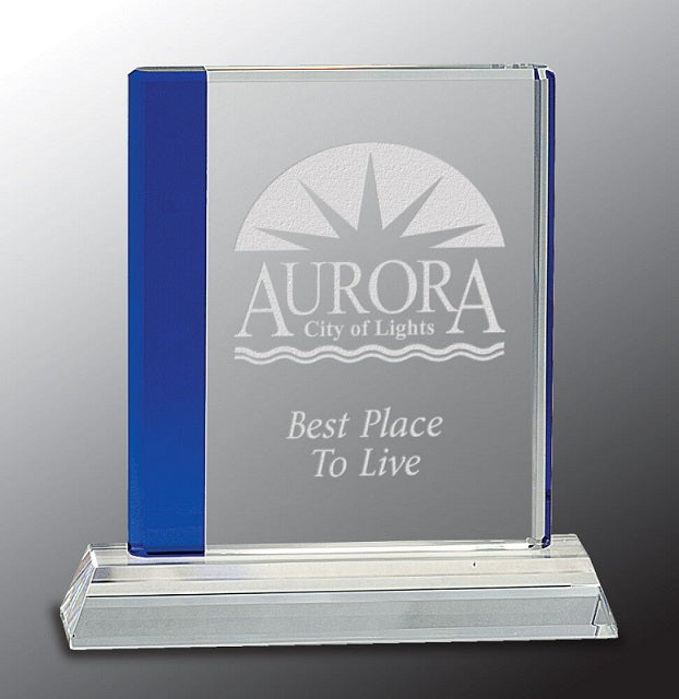 Blue Edge Crystal on Clear Base