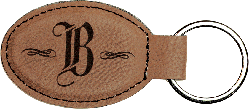 Laserable Leatherette Oval Keychain