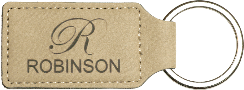 Laserable Leatherette Rectangle Keychain