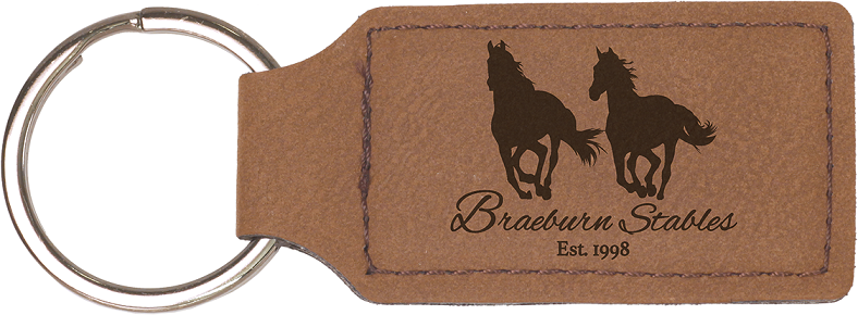 Laserable Leatherette Rectangle Keychain