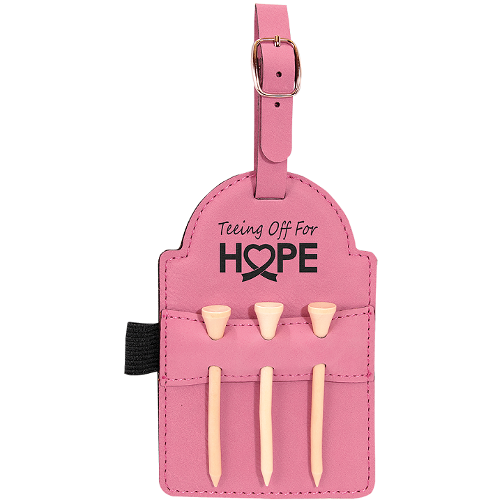 Leatherette Golf Bag Tag with 3 Wooden Tees