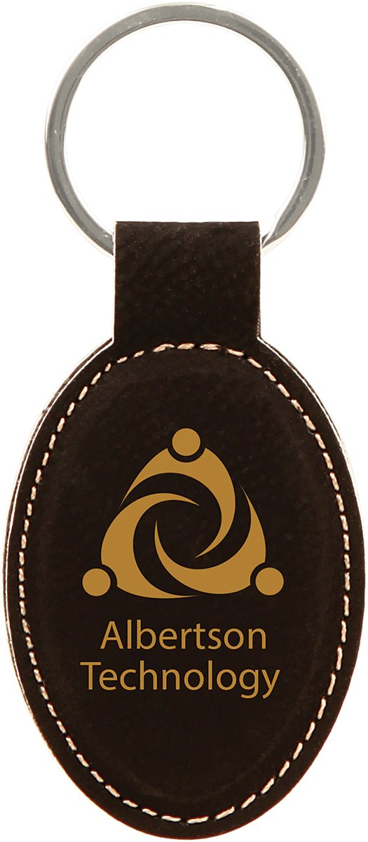 Laserable Leatherette Oval Keychain