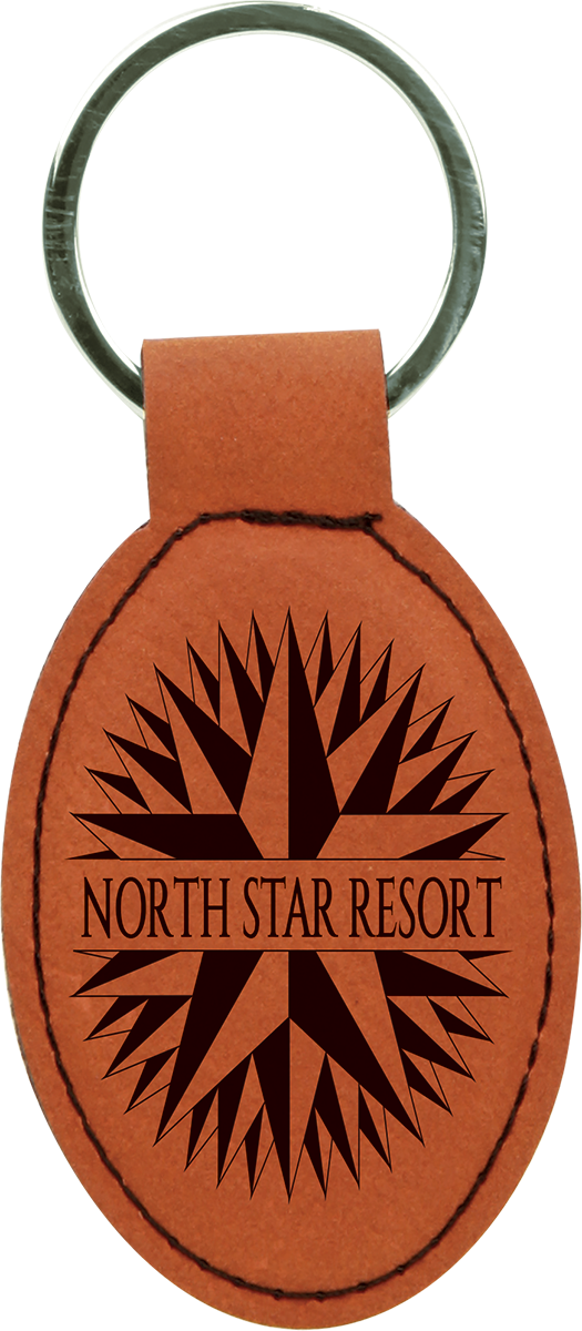Laserable Leatherette Oval Keychain