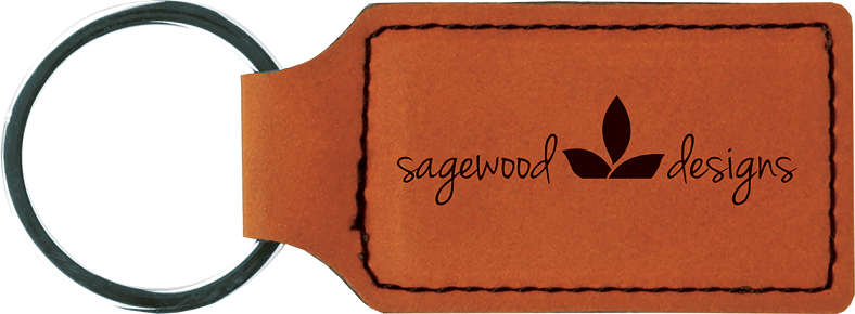 Laserable Leatherette Rectangle Keychain