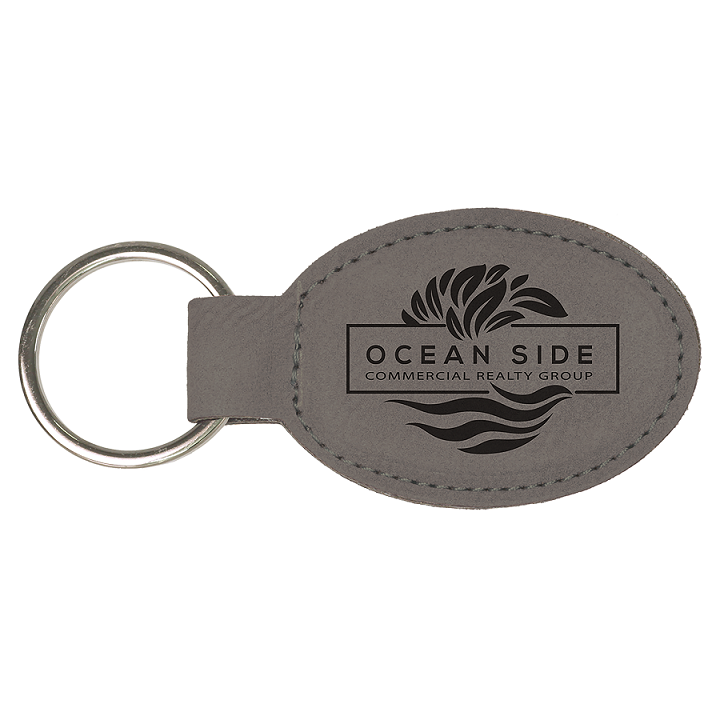 Laserable Leatherette Oval Keychain