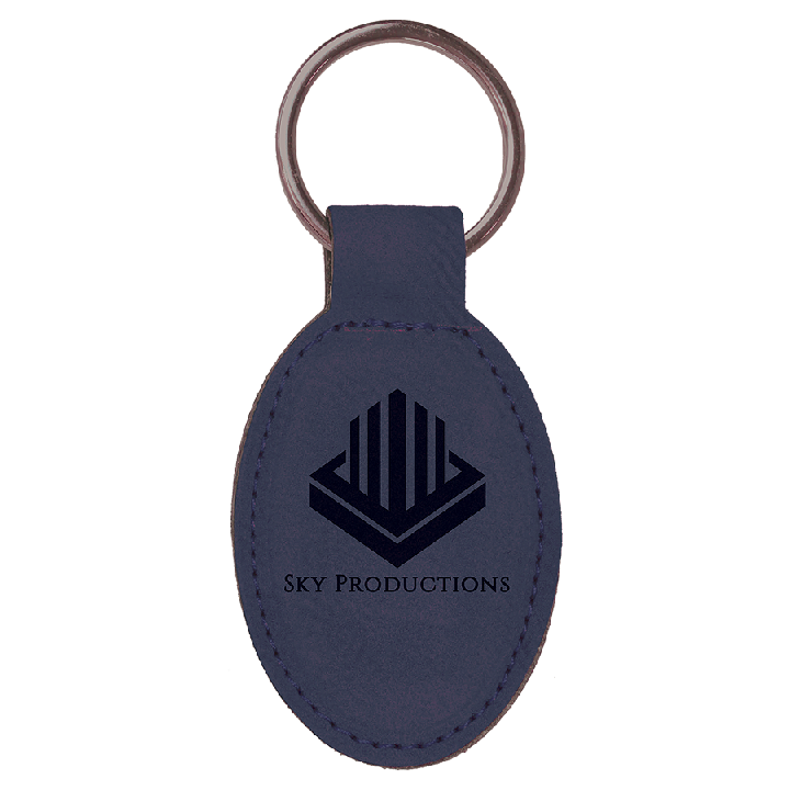 Laserable Leatherette Oval Keychain