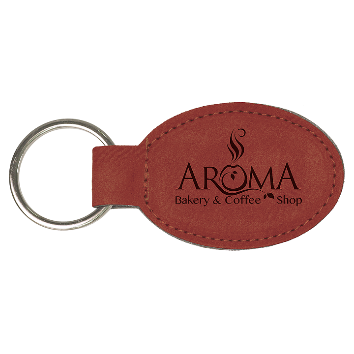 Laserable Leatherette Oval Keychain