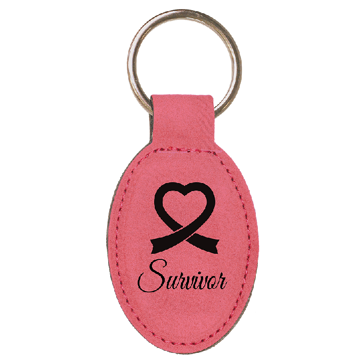 Laserable Leatherette Oval Keychain