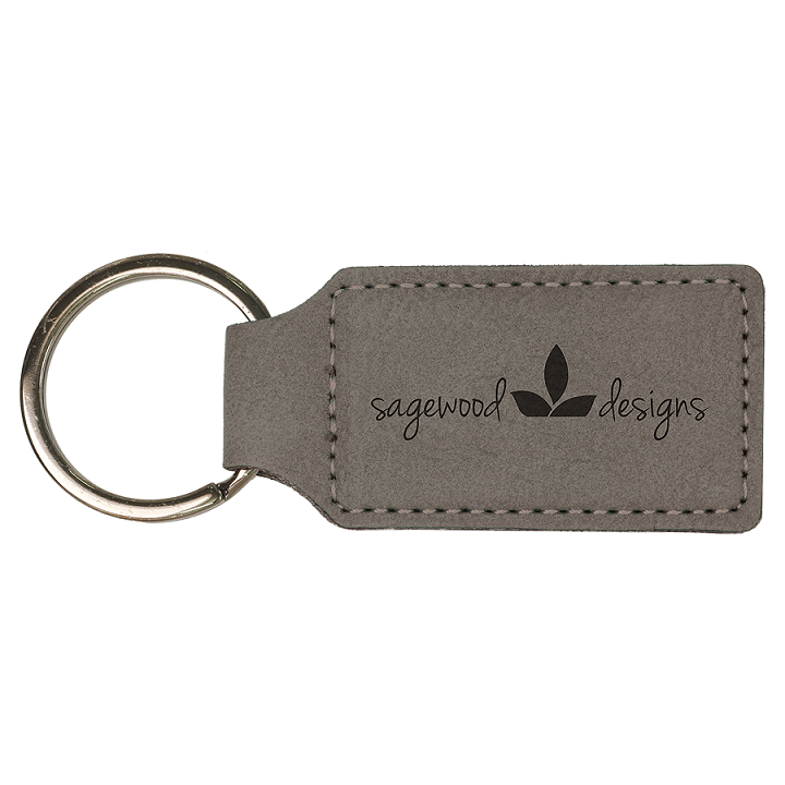 Laserable Leatherette Rectangle Keychain