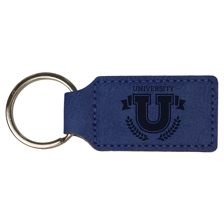 Laserable Leatherette Rectangle Keychain