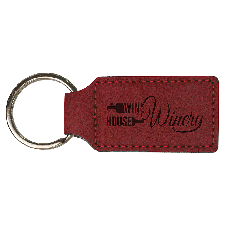 Laserable Leatherette Rectangle Keychain