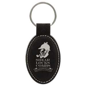 Laserable Leatherette Oval Keychain