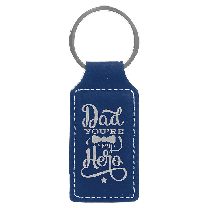 Laserable Leatherette Rectangle Keychain