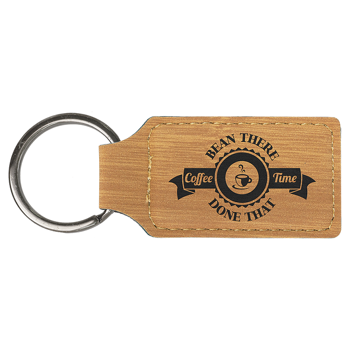 Laserable Leatherette Rectangle Keychain
