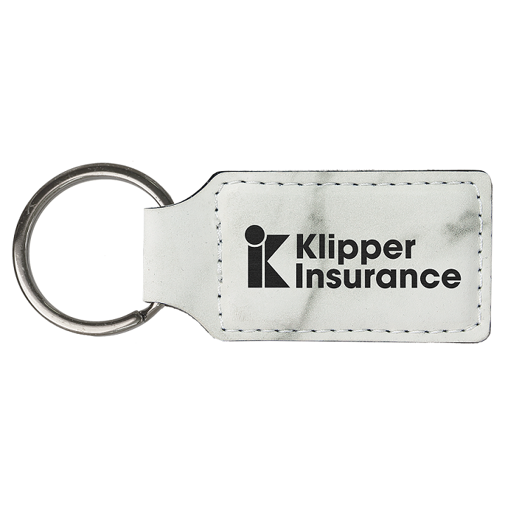 Laserable Leatherette Rectangle Keychain