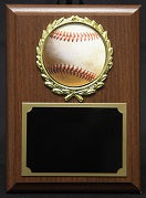 Royal Wood Plaque with Sports Image in a Gold Wreath