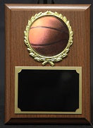 Royal Wood Plaque with Sports Image in a Gold Wreath