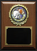 Royal Wood Plaque with Sports Image in a Gold Wreath