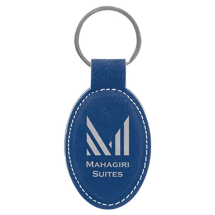 Laserable Leatherette Oval Keychain