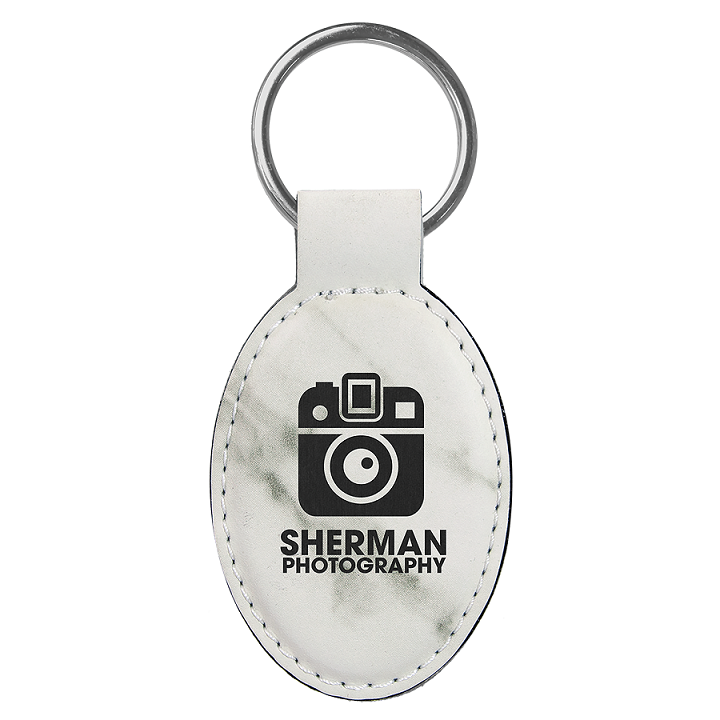 Laserable Leatherette Oval Keychain