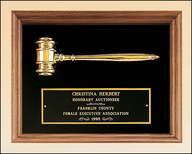 Gold Metal Gavel with American Walnut Frame