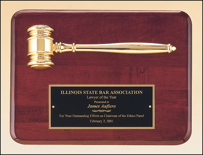 Ruby Piano Gavel Plaque with Metal Gavel