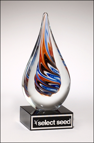 Teardrop-Shaped Art Glass Award