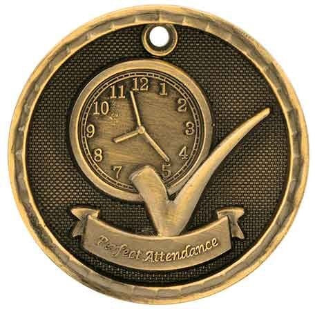 3D Academic Medal - Perfect Attendance