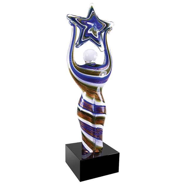 Glass Figure with Star and with Black Base Art Glass