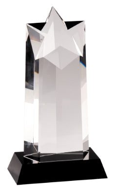 Crystal Star Column on Black Pedestal Base