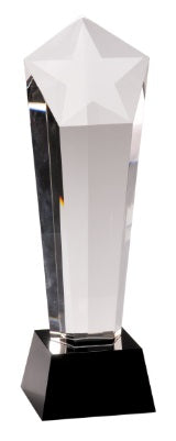 Crystal Frosted Star Column on Black Pedestal Base
