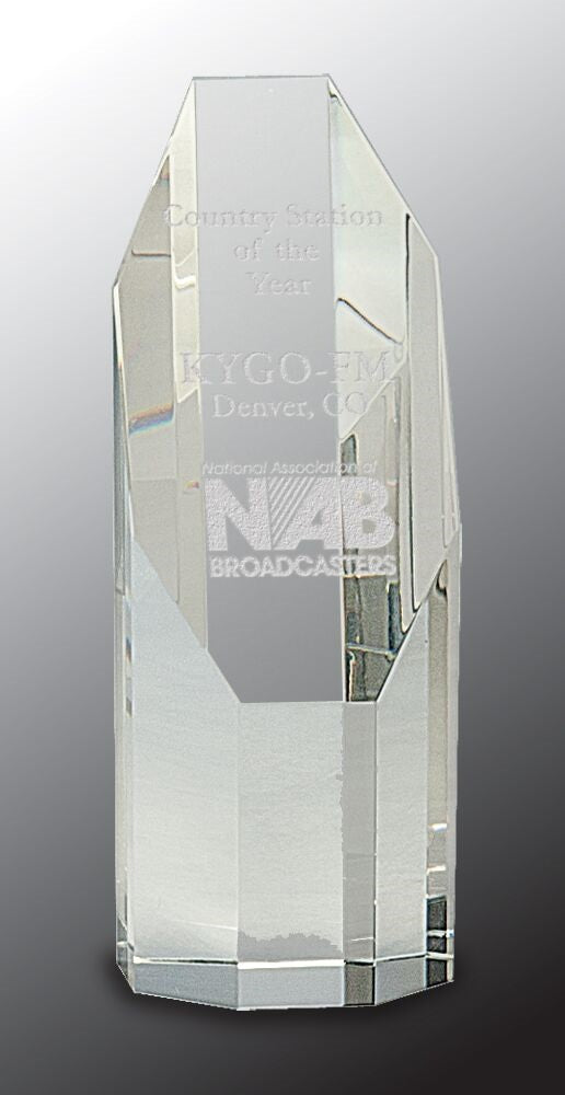 Clear Octagon Slant-Top Crystal Tower