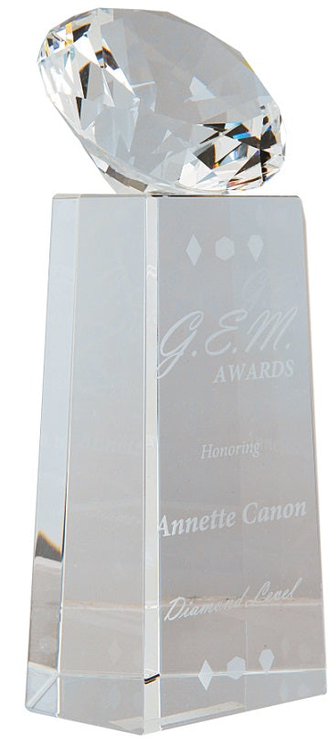 Crystal Diamond on Clear or Black Crystal Pedestal
