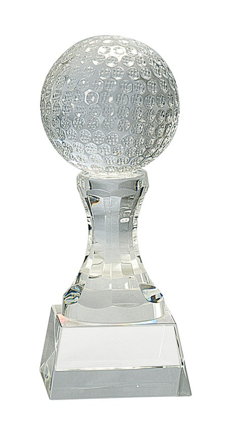 Crystal Golf Ball on Clear Pedestal Base