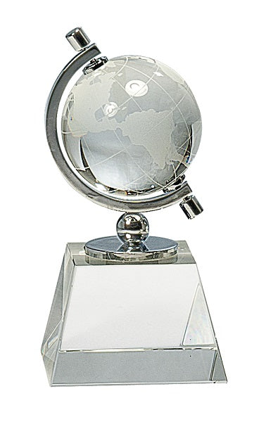 Crystal Spinning Globe on Clear Base