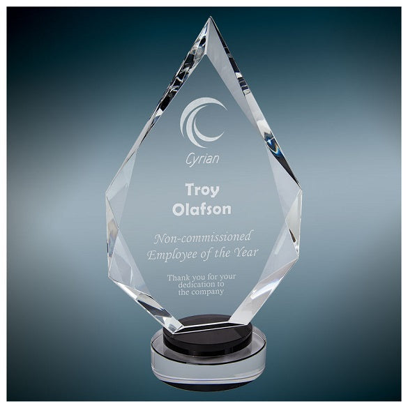 Diamond Crystal on Black & Clear Round Base