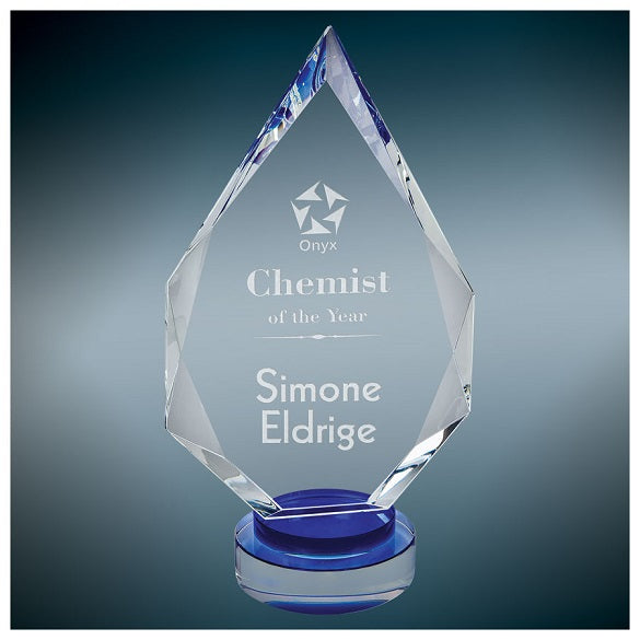 Diamond Crystal on Blue & Clear Round Base
