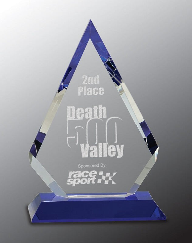 Clear Crystal Diamond on Blue Pedestal Base