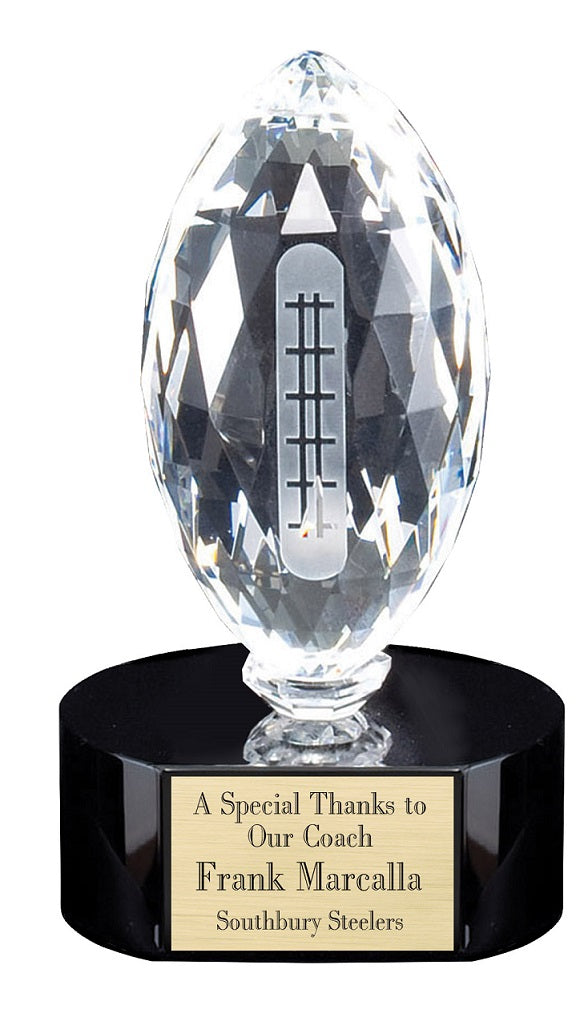 Crystal Football Upright on Black Crystal Base