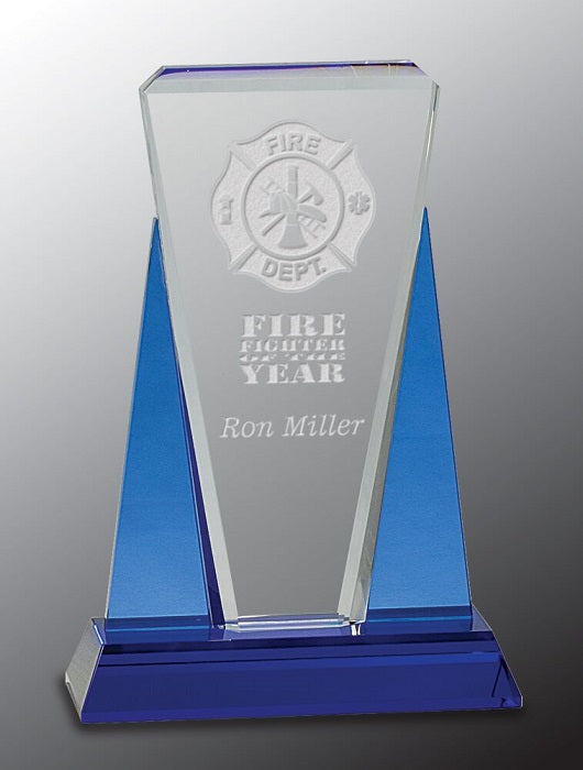 Blue/Clear Wedge Crystal on Blue Pedestal Base