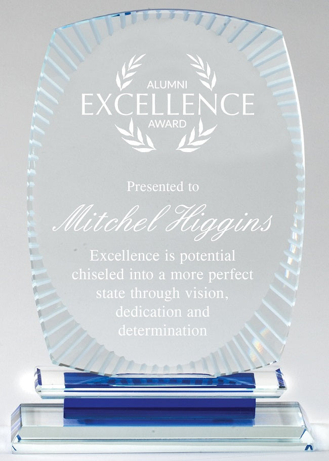 Crystal Aurora Blue Etched Rectangle