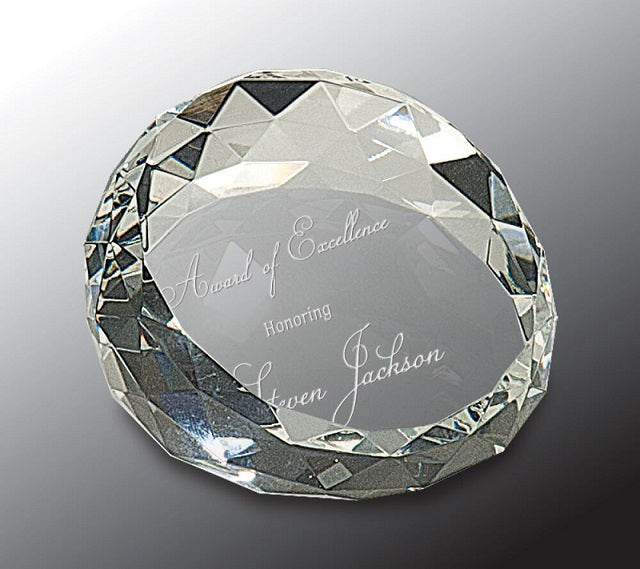 Clear Round Crystal Facet Paperweight