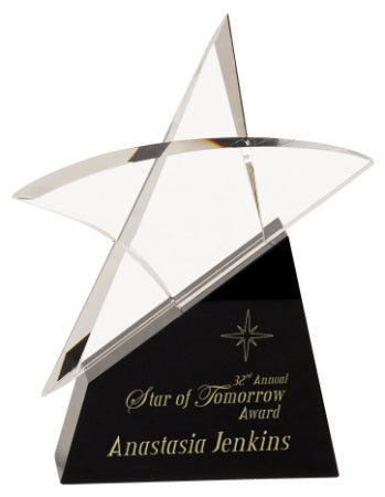 Clear Crystal Outline Star on Black Base