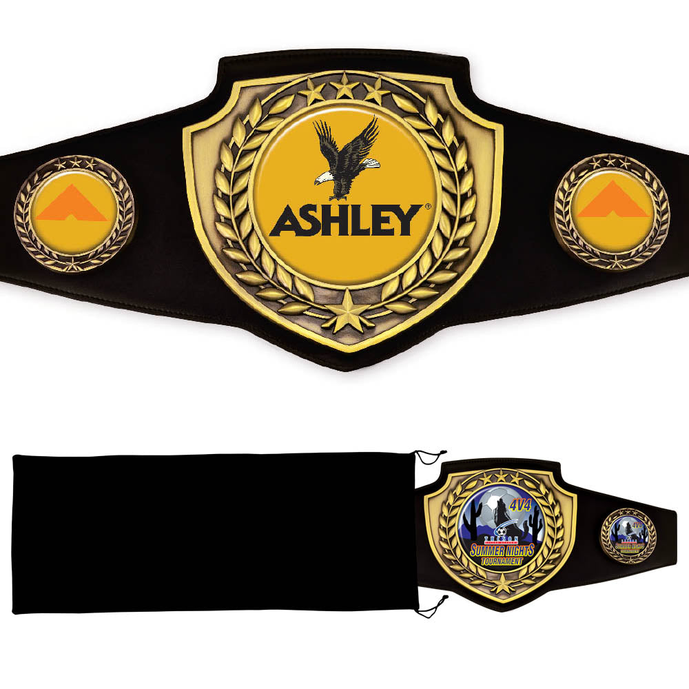 Antique Gold Championship Shield Award Belt