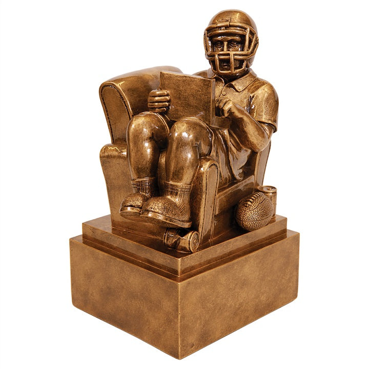 Antique Gold Fantasy Football Man in Chair Resin