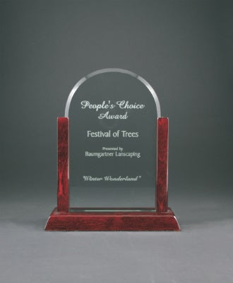 Jade Dome Gateway Glass Award with Rosewood Finish Base