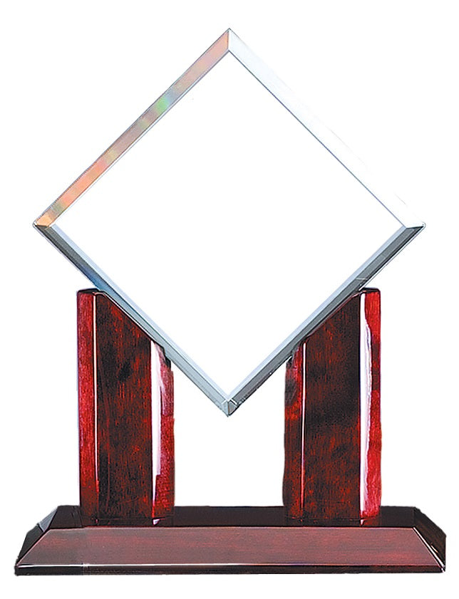 Glass Diamond on Rosewood Base